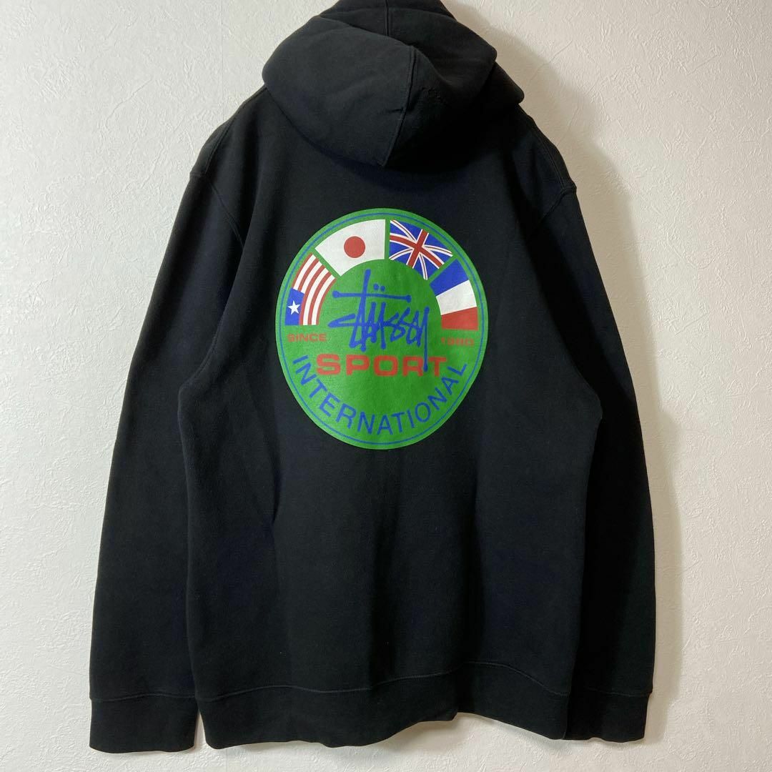 STUSSY - 【バックプリント、usa製、裏起毛◎】stussyパーカー古着