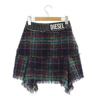 DIESEL - ディーゼル チェック柄ミニスカート ニット フレア デニム
