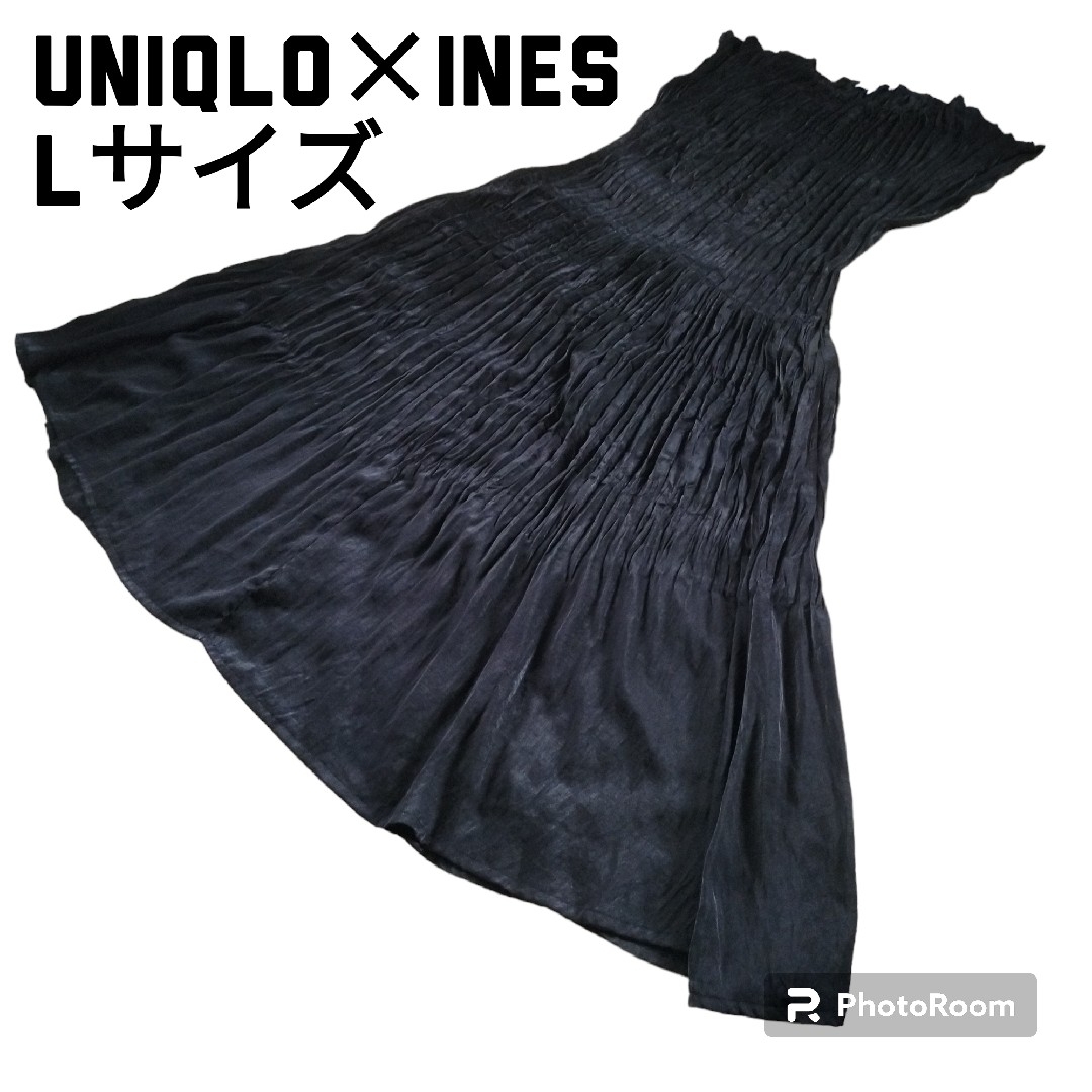 UNIQLO(ユニクロ)のUNIQLO×INESコラボ　Lサイズ   プリーツ　体型カバー レディースのワンピース(ロングワンピース/マキシワンピース)の商品写真