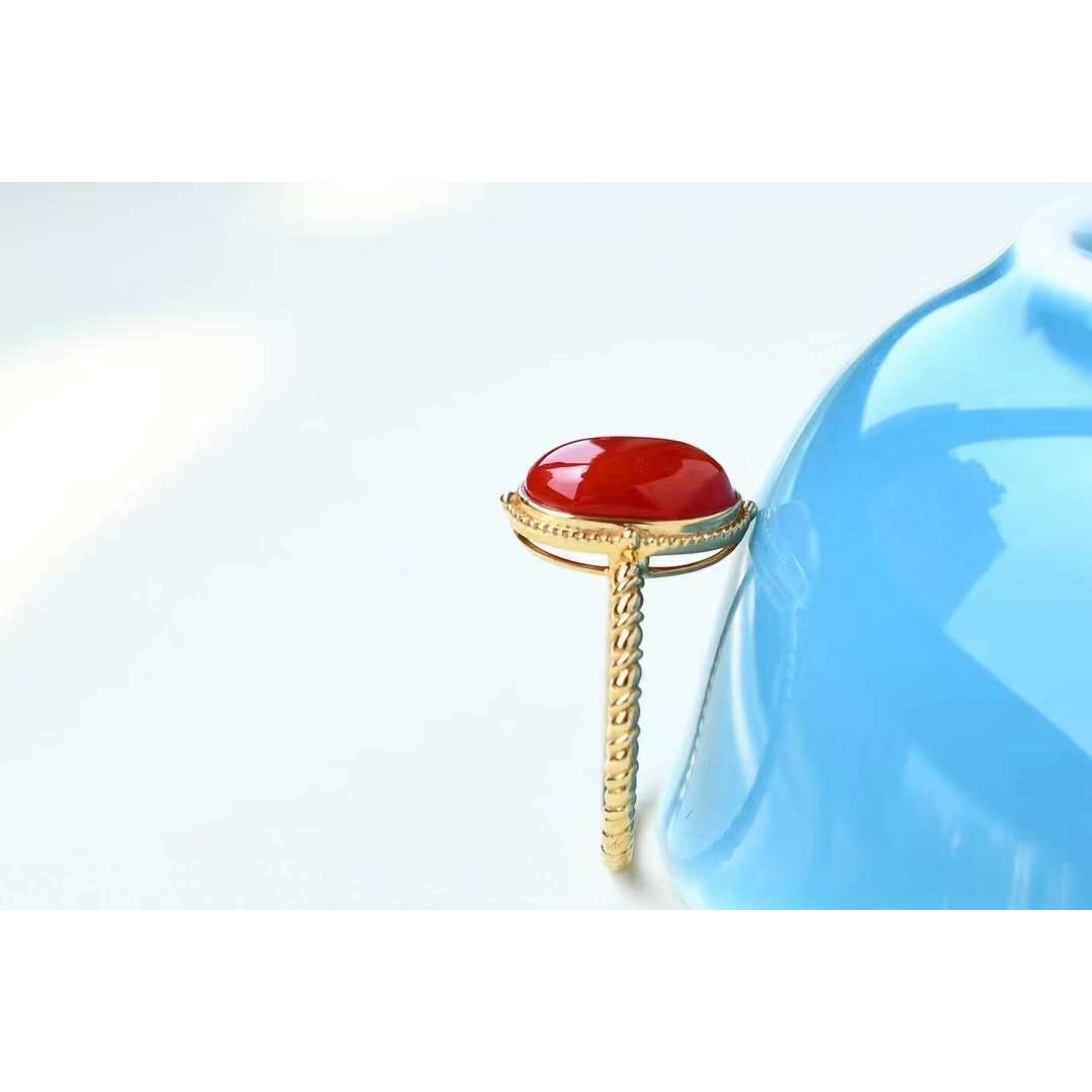 天然 珊瑚 リング k18 No2980 | mawadgroup.com