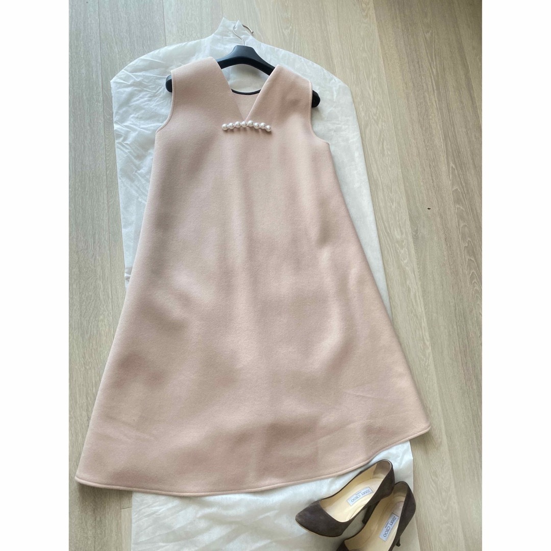 SALE/78%OFF】 YOKOCHAN バックパールワンピース 36 ピンクベージュ