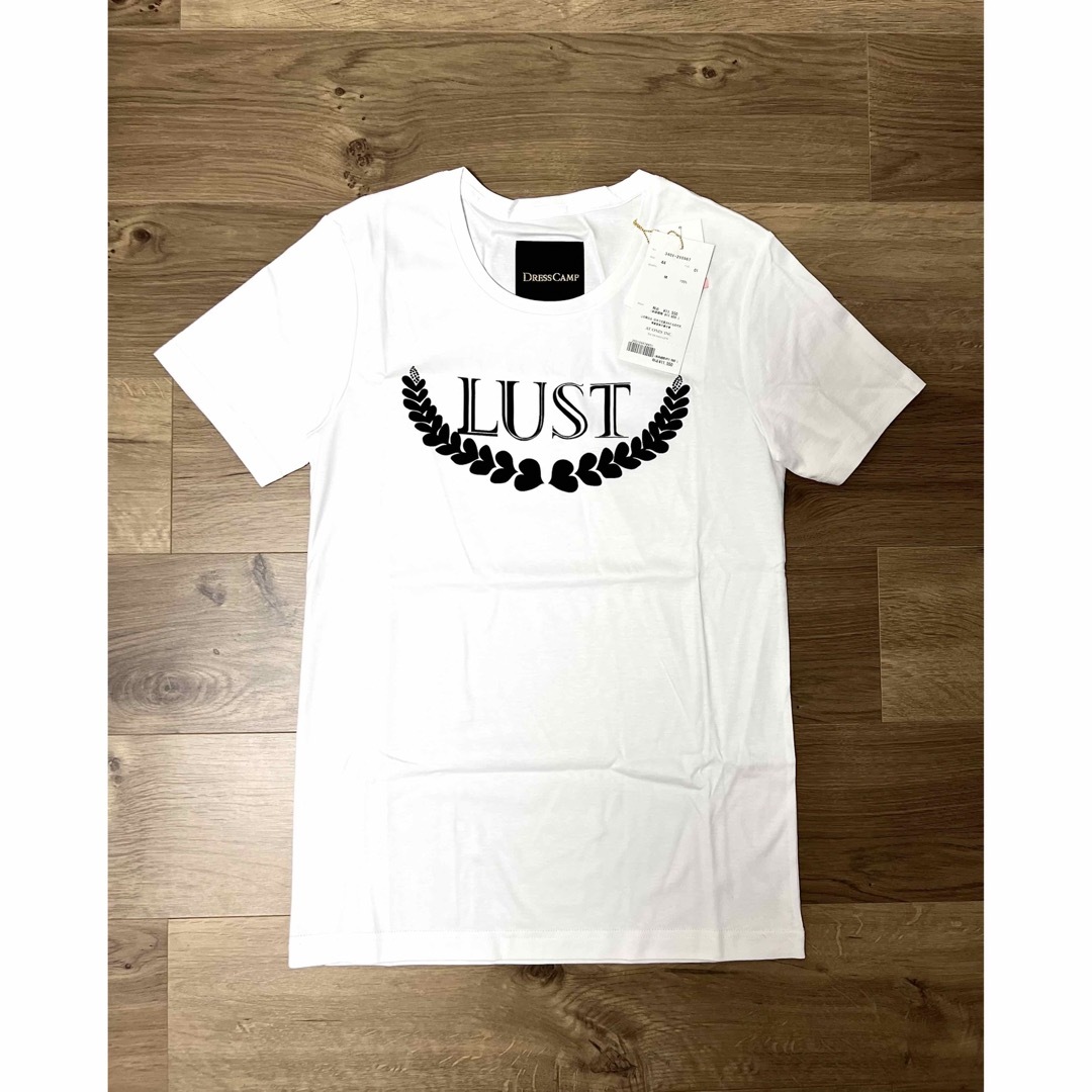 タグ付き DRESSCAMP LUSTロゴプリント Tシャツ ホワイト×ブラック