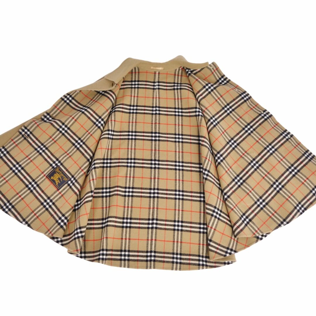 BURBERRY(バーバリー)の極美品 Vintage バーバリー Burberrys コート ポンチョ ケープ 裏チェック ロゴボタン ウール アウター レディース 9AR(M相当) ブラウン レディースのジャケット/アウター(その他)の商品写真