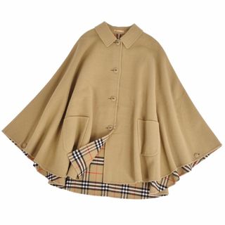 バーバリー(BURBERRY)の極美品 Vintage バーバリー Burberrys コート ポンチョ ケープ 裏チェック ロゴボタン ウール アウター レディース 9AR(M相当) ブラウン(その他)