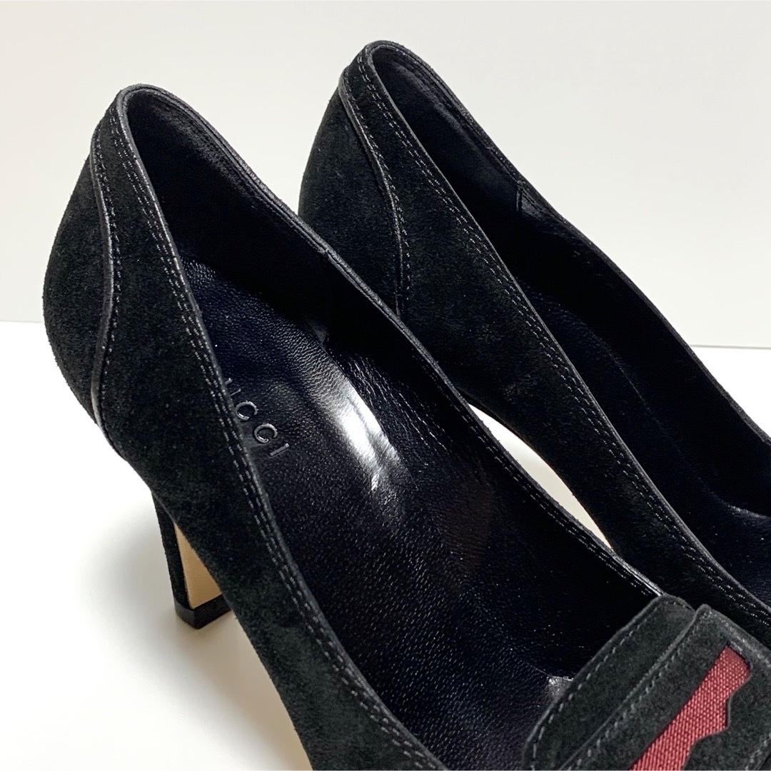 Gucci(グッチ)の☆グッチ GUCCI シェリーライン スエード ヒール パンプス 黒 イタリア製 レディースの靴/シューズ(ハイヒール/パンプス)の商品写真