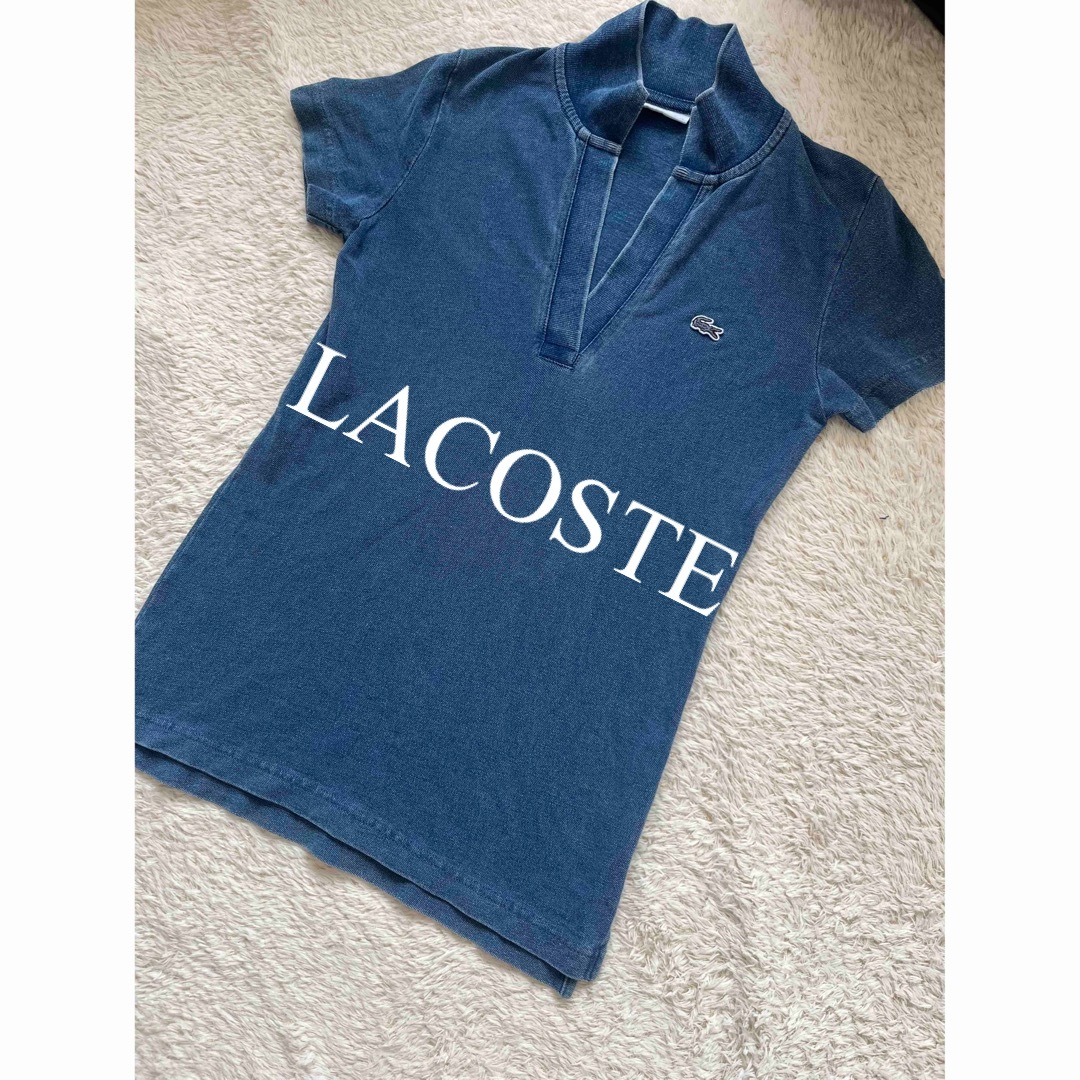 LACOSTE(ラコステ)の美品　LACOSTE ラコステ　トップス　ポロシャツ　インディゴ　人気　完売 レディースのトップス(ポロシャツ)の商品写真
