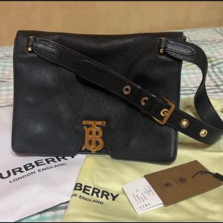 バーバリー(BURBERRY)のバーバリー Burberry TB ロゴ ショルダー バッグ レザー 黒(ショルダーバッグ)