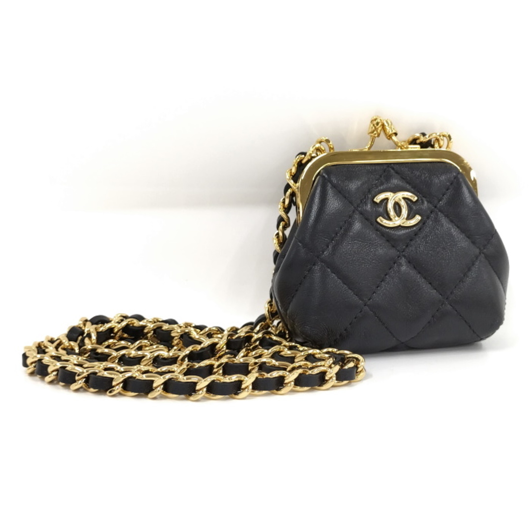 CHANEL - CHANEL がま口 スモール チェーンウオレット レザー CHANEL - CHANEL がま口 スモール チェーンウオレット レザー