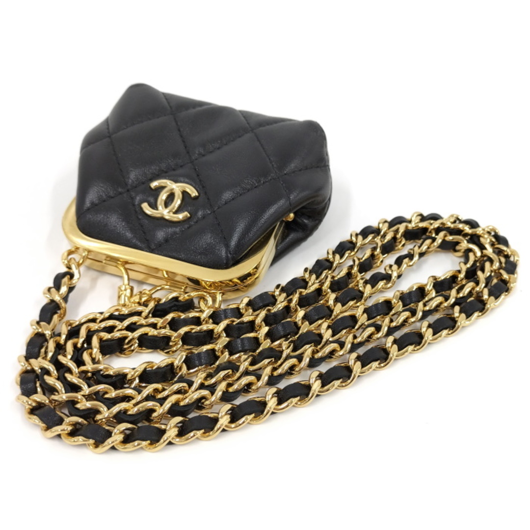 CHANEL - CHANEL がま口 スモール チェーンウオレット レザー CHANEL - CHANEL がま口 スモール チェーンウオレット レザー