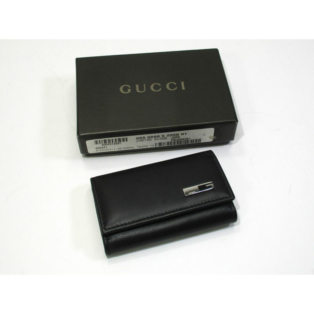 GUCCI - GUCCI 6連 キーケース レザー ブラック G金具 033 2031 GUCCI - GUCCI 6連 キーケース レザー ブラック G金具 033 2031