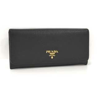 プラダ(PRADA)のPRADA 二つ折り長財布 サフィアーノ レザー ブラック 1M1132(財布)