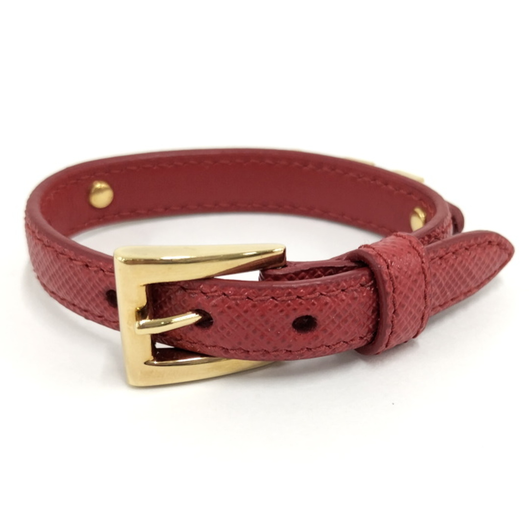 PRADA - PRADA ブレスレット レザー レッド ゴールド 1IB217の PRADA - PRADA ブレスレット レザー レッド ゴールド 1IB217の