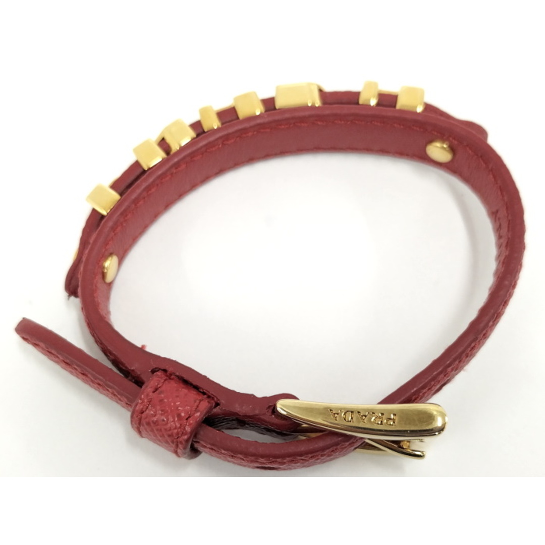 PRADA - PRADA ブレスレット レザー レッド ゴールド 1IB217の PRADA - PRADA ブレスレット レザー レッド ゴールド 1IB217の