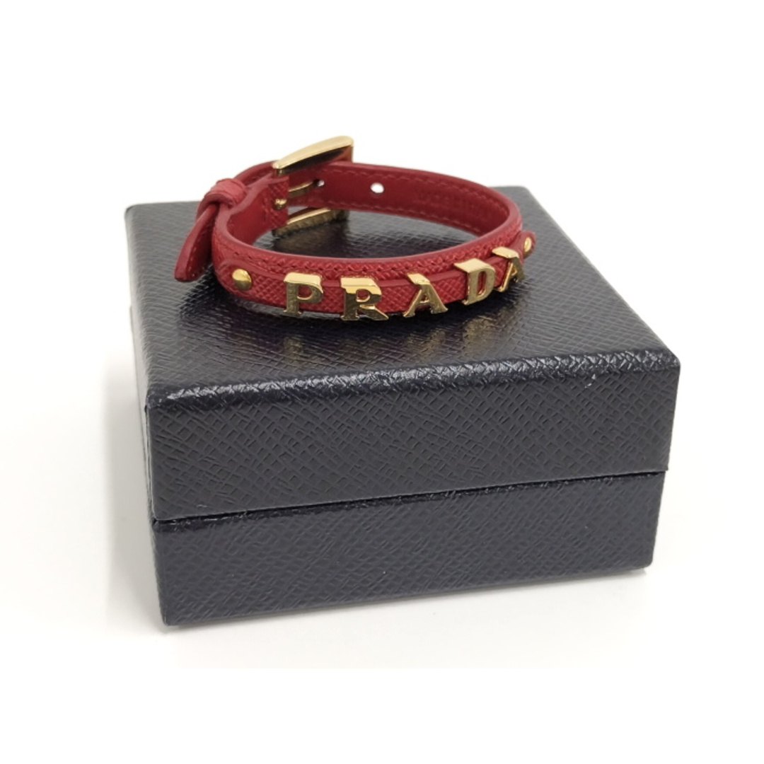 PRADA - PRADA ブレスレット レザー レッド ゴールド 1IB217の PRADA - PRADA ブレスレット レザー レッド ゴールド 1IB217の