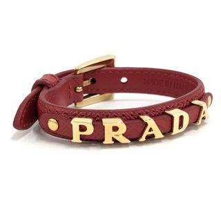 PRADA - PRADA ブレスレット レザー レッド ゴールド 1IB217の PRADA - PRADA ブレスレット レザー レッド ゴールド 1IB217の