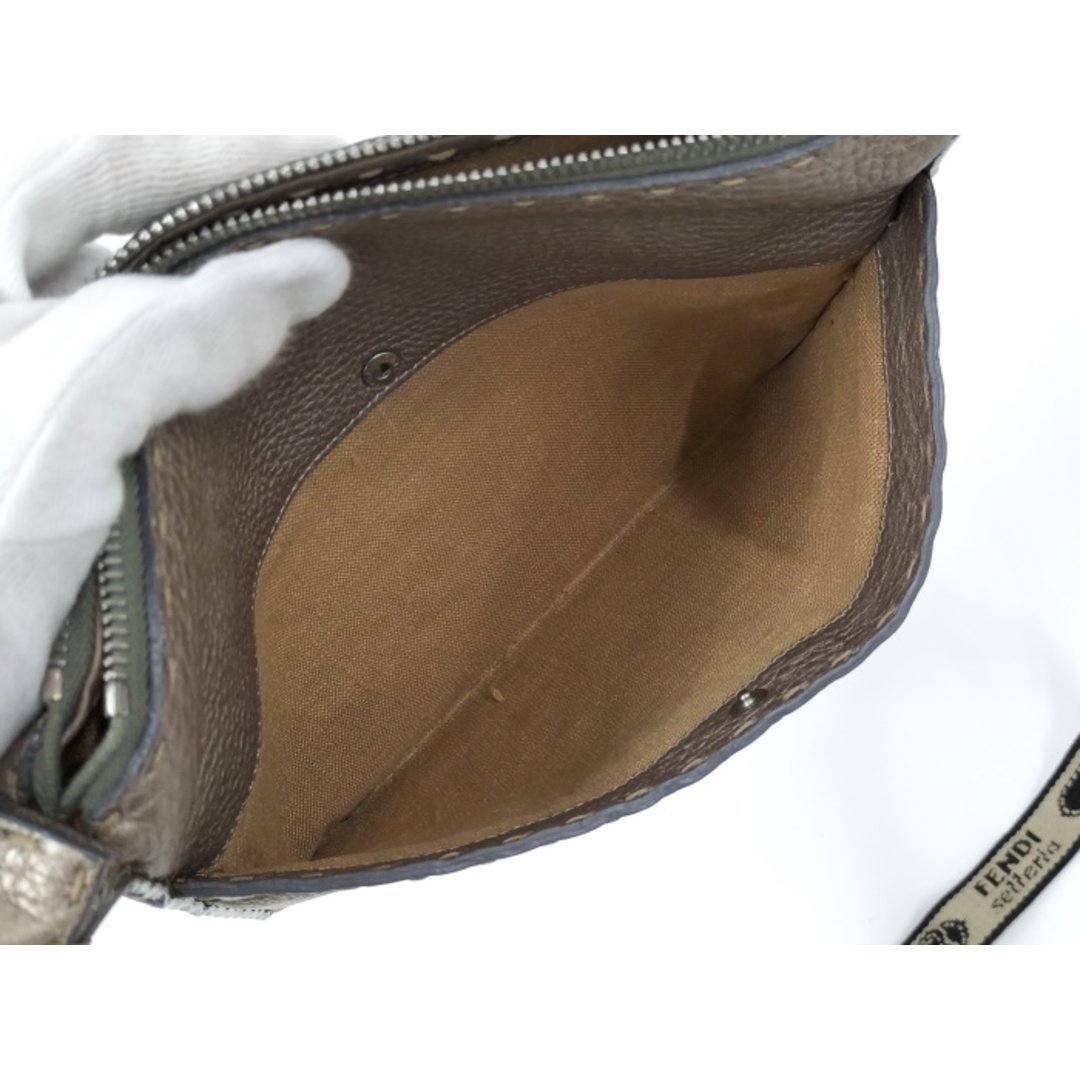 FENDI セレリア ショルダーバッグ レザー グレージュ 8BT093