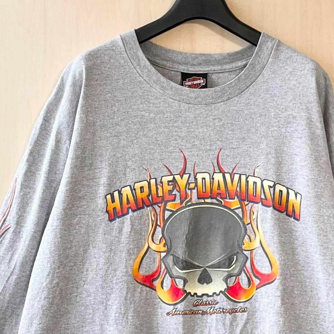 HARLEY-DAVIDSON ハーレー スカル 両面プリント ロンT - Tシャツ