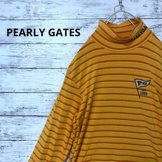 パーリーゲイツ(PEARLY GATES)のPEARLY GATES ボーダー柄ハイネックトップス ゴルフ ロゴ プリント(Tシャツ/カットソー(七分/長袖))