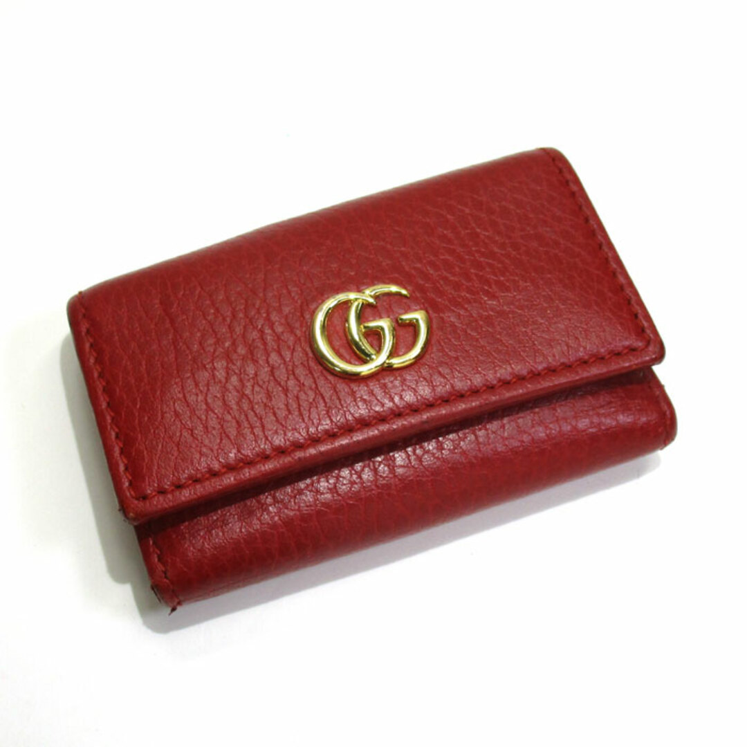 Gucci - GUCCI GGマーモント 6連 レザー キーケース レッド ゴールド