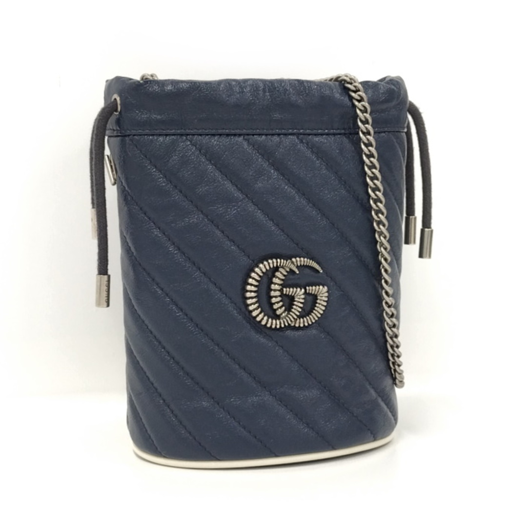 GUCCI ミニバケットバッグ ショルダーバッグ GGマーモント キルティング-