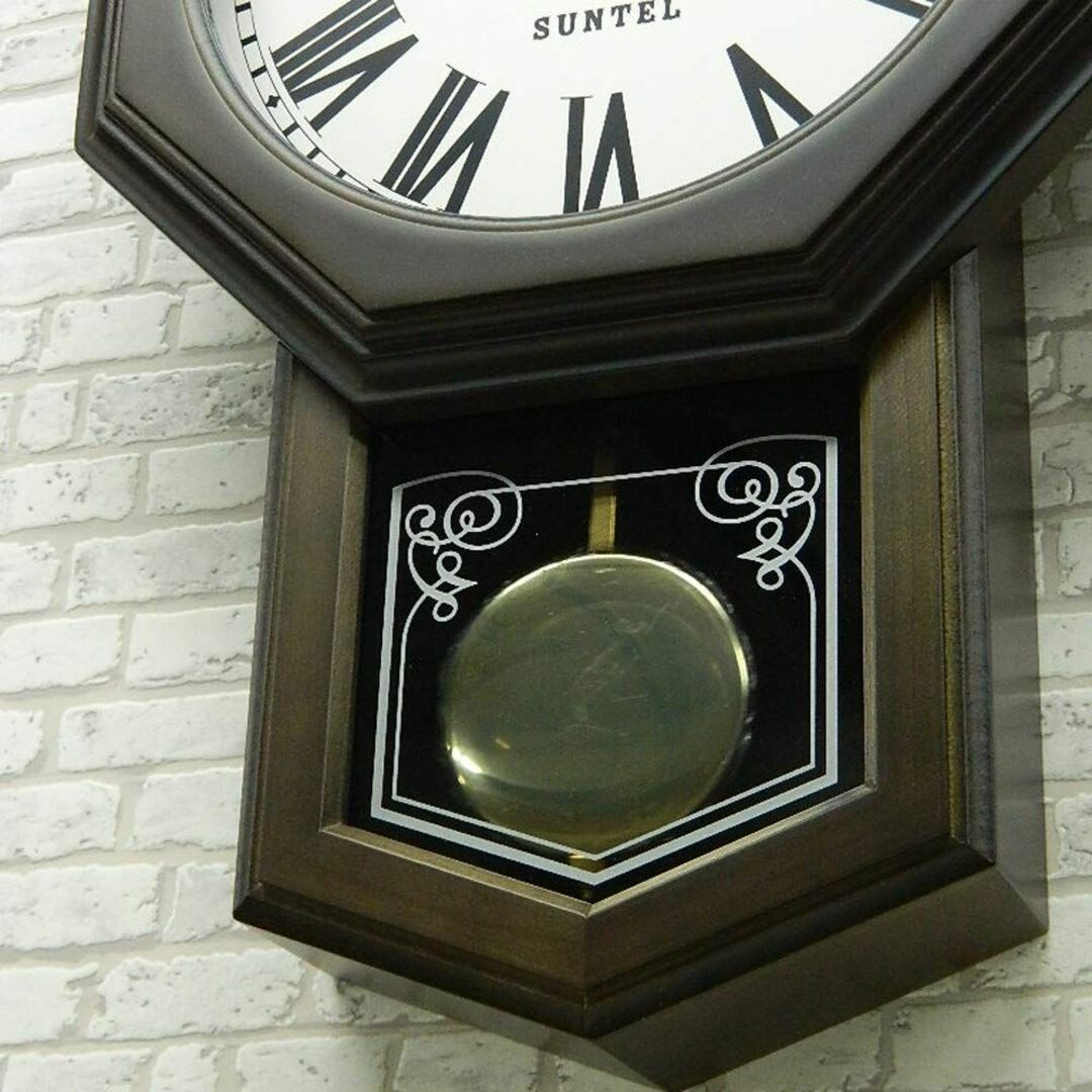 さんてる 掛け時計 ブラウン 400×260×70mm スタンダード 電波振り子時計(8角) アラビア数字 SR07-A 