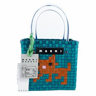 マルニ(Marni)のMARNI アニマルバスケット グリーンキャット トートバッグ カゴバッグ タグ(トートバッグ)