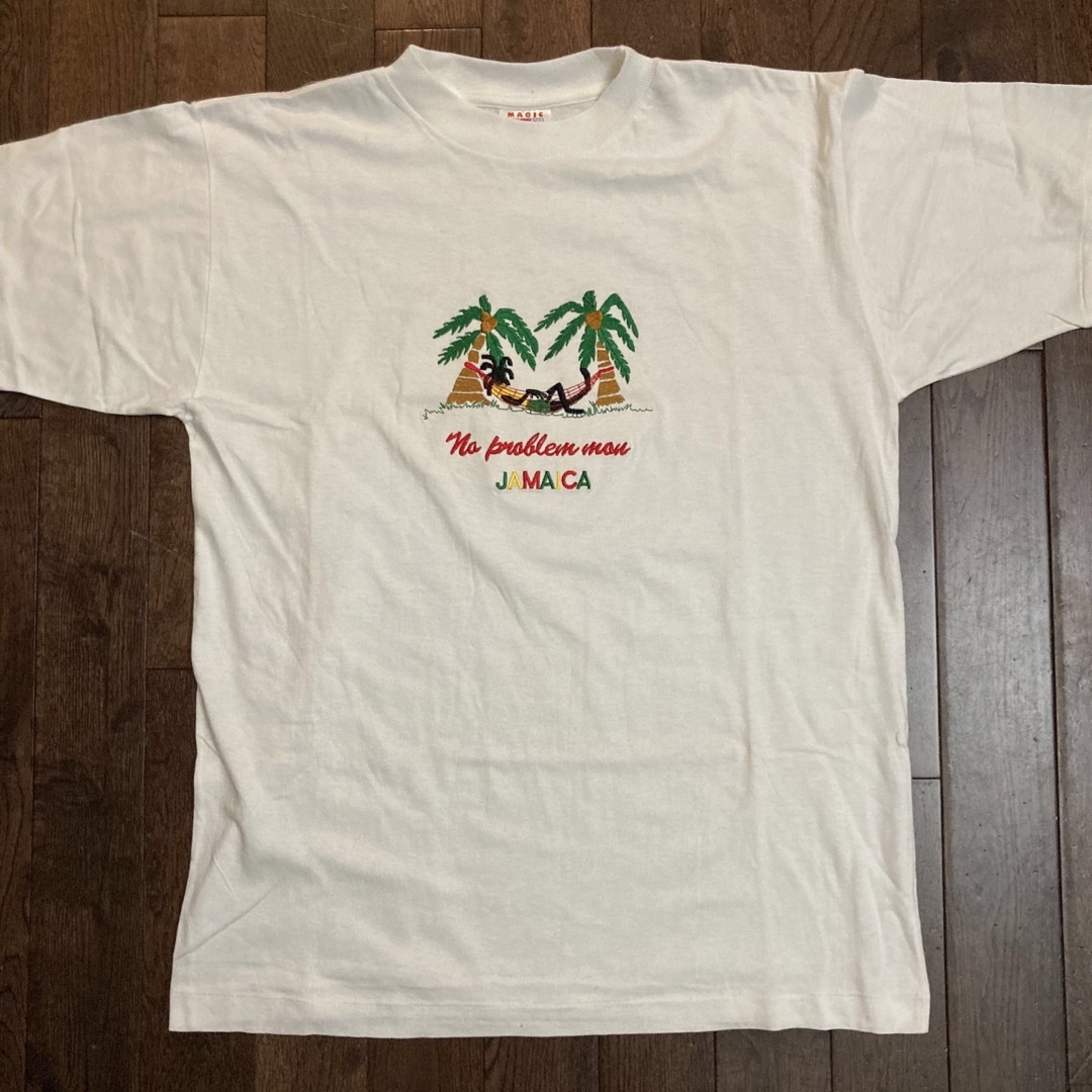 90sジャマイカレゲエラスタマン刺繍Tシャツシングルステッチマリファナ