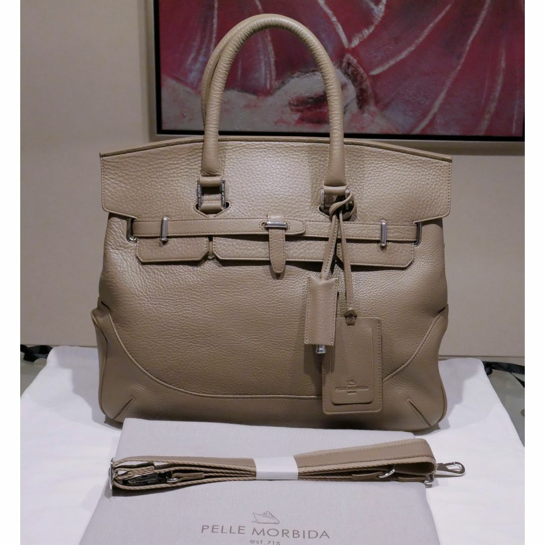 PELLE MORBIDA - 美品☆ペッレモルビダ　定価8.7万円メイデンボヤージュ　被せ付きバッグ　Ｍサイズ