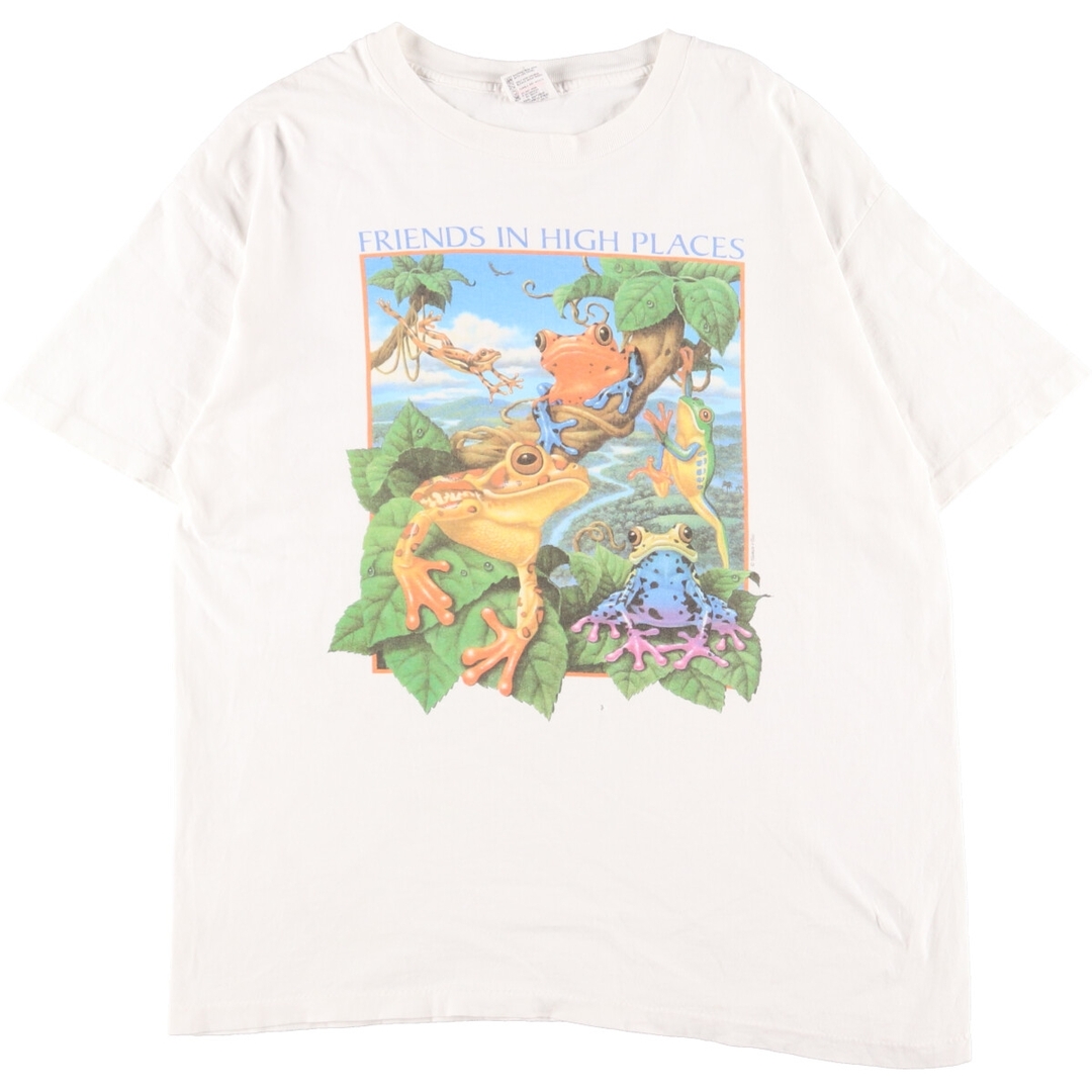 90年代 anvil カエル柄 アニマルプリントTシャツ USA製 メンズXL ヴィンテージ /eaa360880