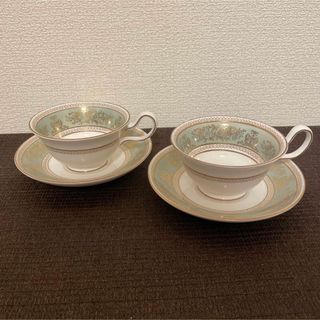 ウェッジウッド(WEDGWOOD)のウェッジウッド　コロンビア　セージグリーン　ピオニー　カップ&ソーサー(グラス/カップ)