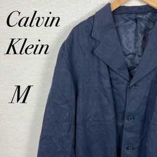 カルバンクライン(Calvin Klein)のカルバンクライン　リネン100% テーラードジャケット　通気性　春夏用　紺色(テーラードジャケット)