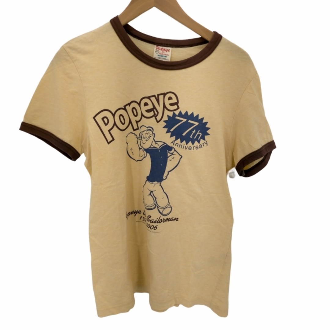 POPEYE(ポパイ) フロントプリントリンガーTシャツ メンズ トップス