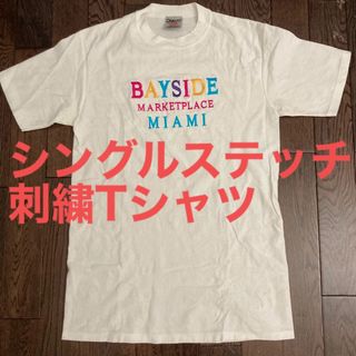 90'sアメリカUSA製刺繍シングルステッチマイアミTシャツ(Tシャツ/カットソー(半袖/袖なし))