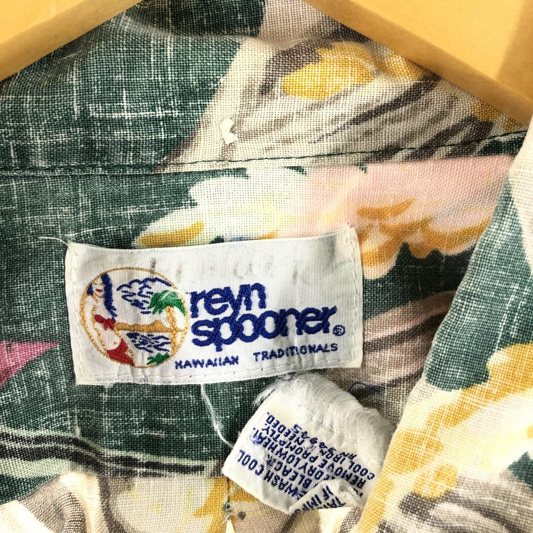 Reyn Spooner(レインスプーナー)の古着 90年代 レインスプーナー REYNSPOONER 水着タグ ビキニタグ 総柄 ハーフボタン ボタンダウン ハワイアンアロハシャツ ハワイ製 メンズXL ヴィンテージ /eaa356625 メンズのトップス(シャツ)の商品写真