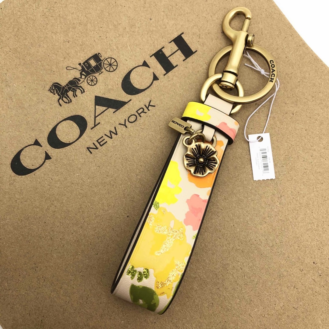 【COACH☆新品】ループ バッグ チャーム フローラル プリント！花柄！