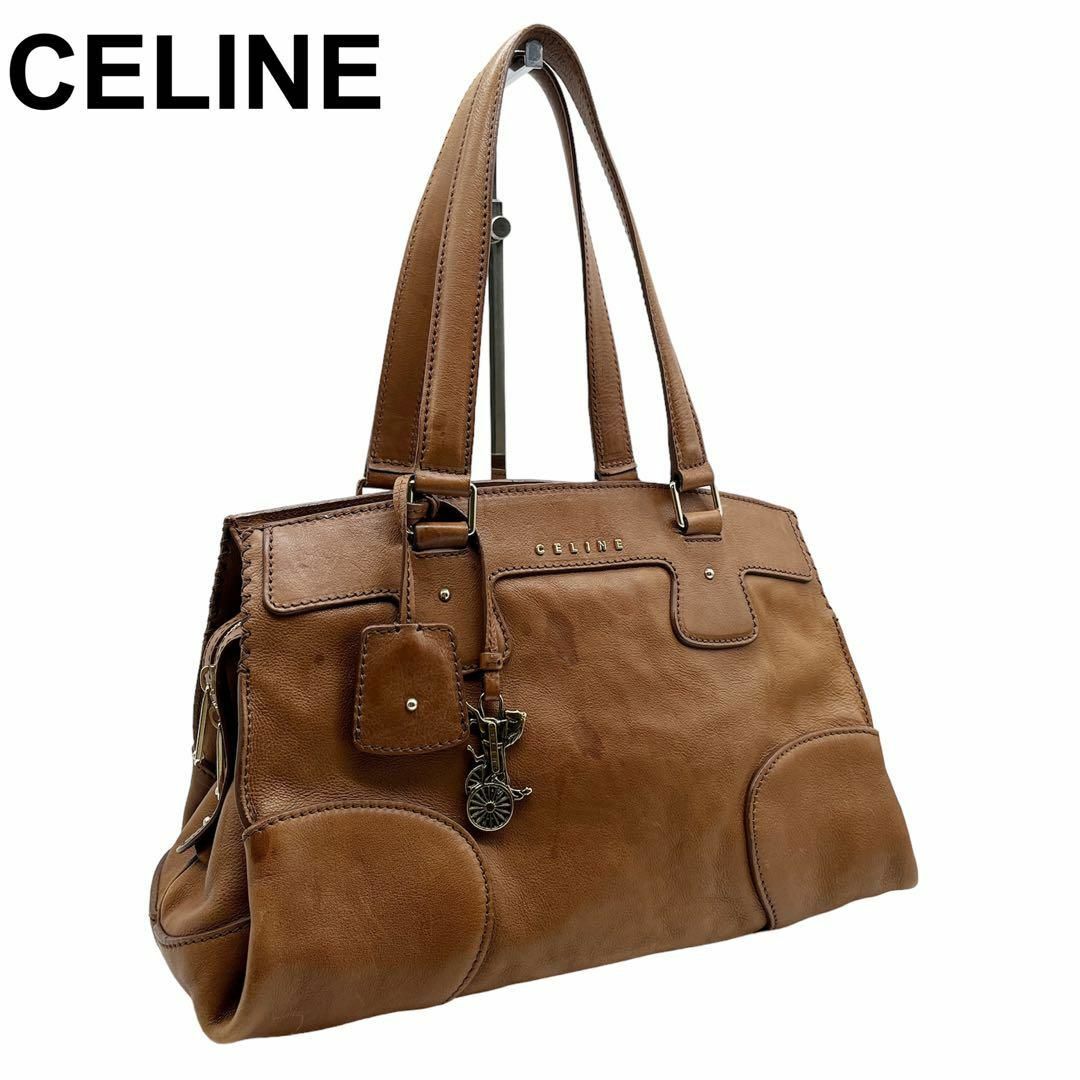 【美品・希少】CELINE チェーンショルダー トートバッグ ガンチーニ金具