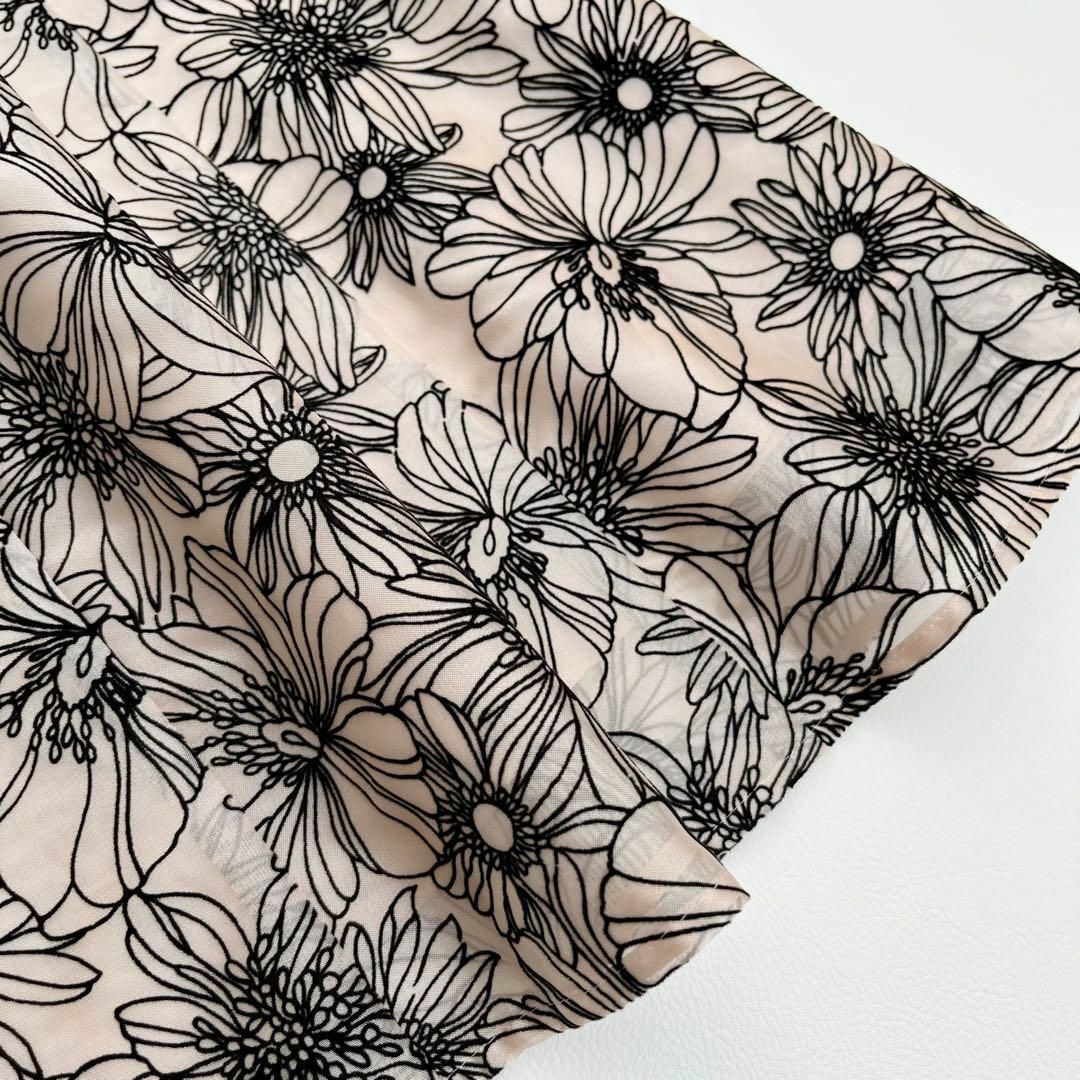 アナイ*フロッキー刺繍ワンピース 花柄 フラワー フレア 膝丈 38