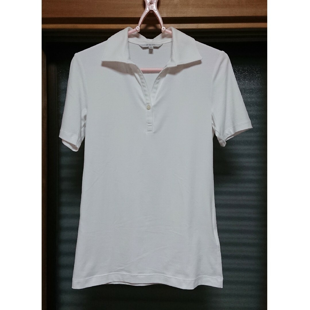 UNIQLO(ユニクロ)の【未使用】 ドライ素材生地 白ポロシャツ S レディースのトップス(ポロシャツ)の商品写真