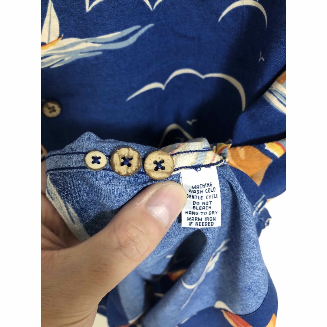 POLO RALPH LAUREN(ポロラルフローレン)の激レアサーフ柄90s ポロ ラルフローレン オープンカラー 開襟 シャツアロハ青 メンズのトップス(シャツ)の商品写真