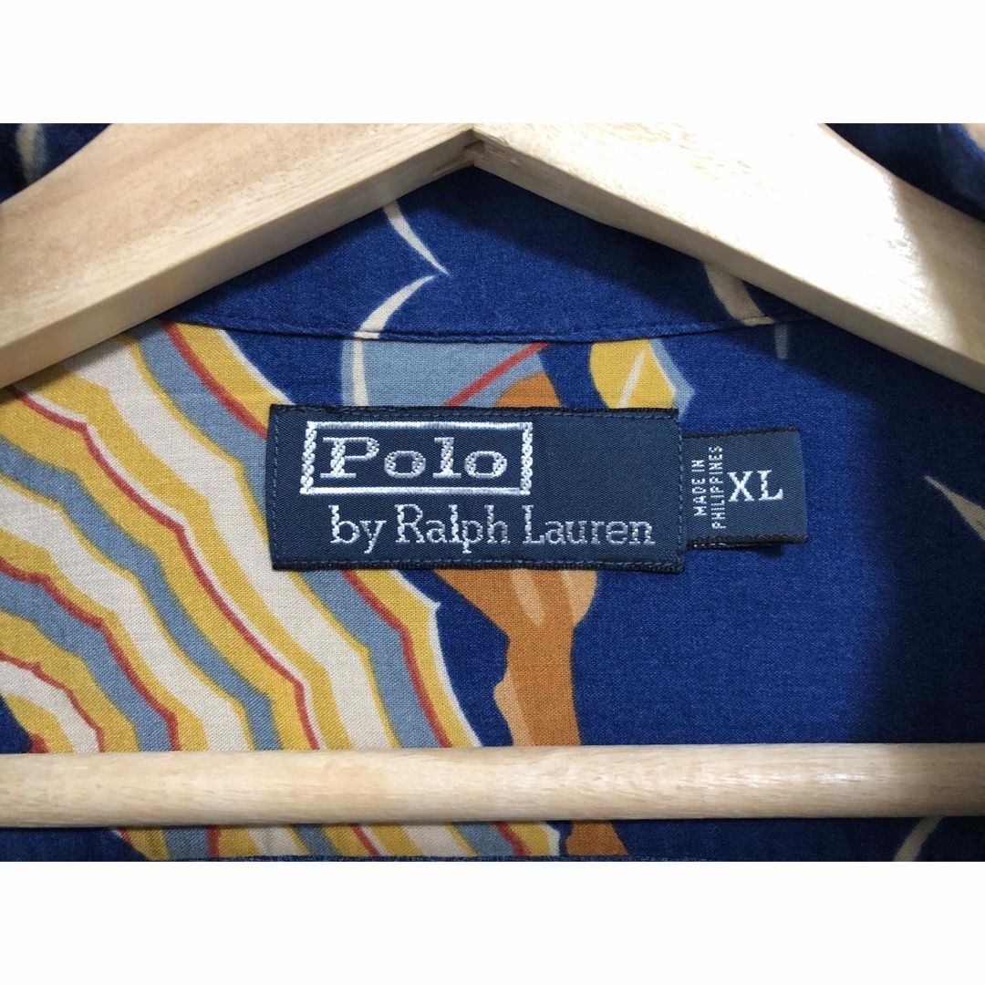 POLO RALPH LAUREN(ポロラルフローレン)の激レアサーフ柄90s ポロ ラルフローレン オープンカラー 開襟 シャツアロハ青 メンズのトップス(シャツ)の商品写真