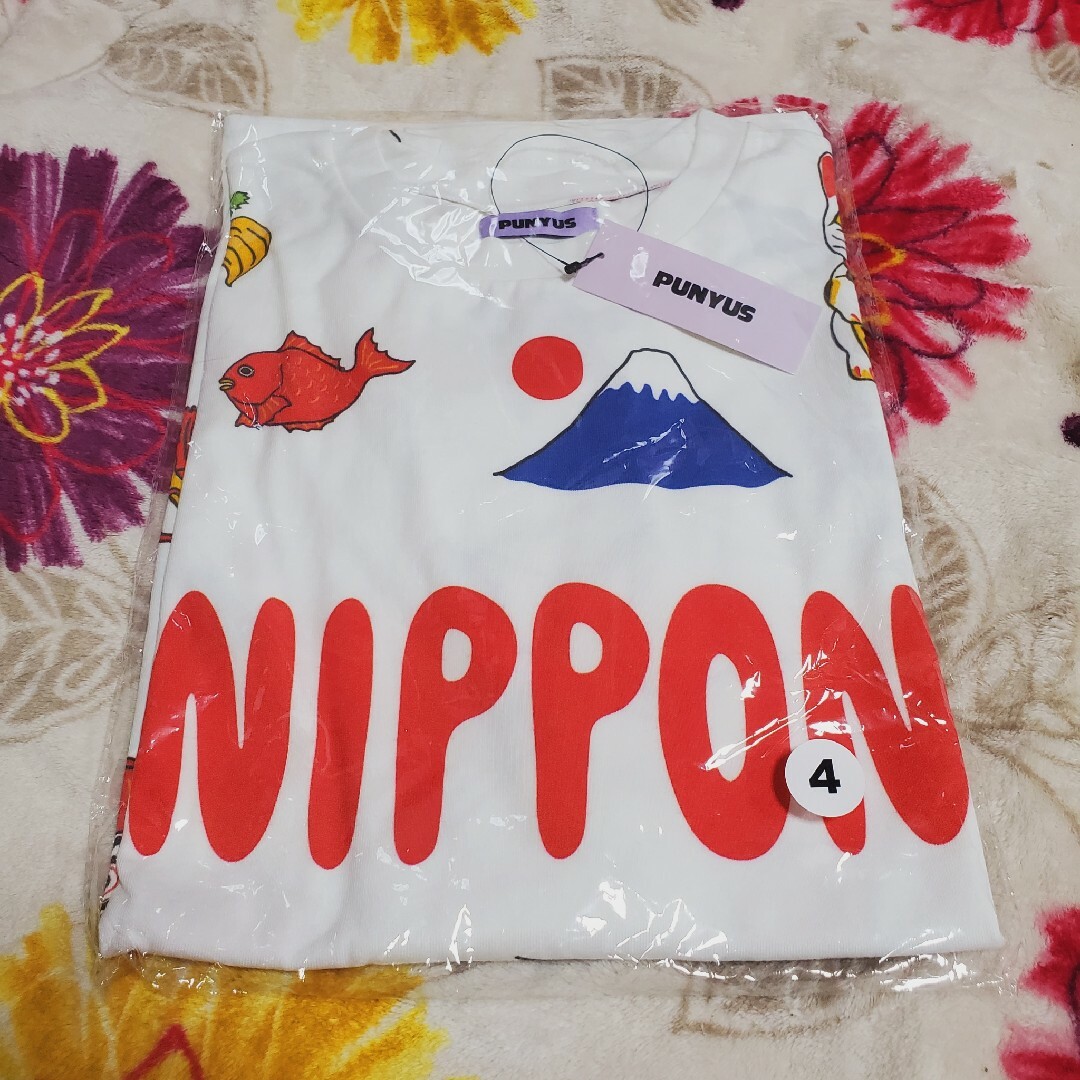 新品 プニュズ 日本 punyus 総柄 Tシャツ 招き猫 富士山 亀 鯛 鶴