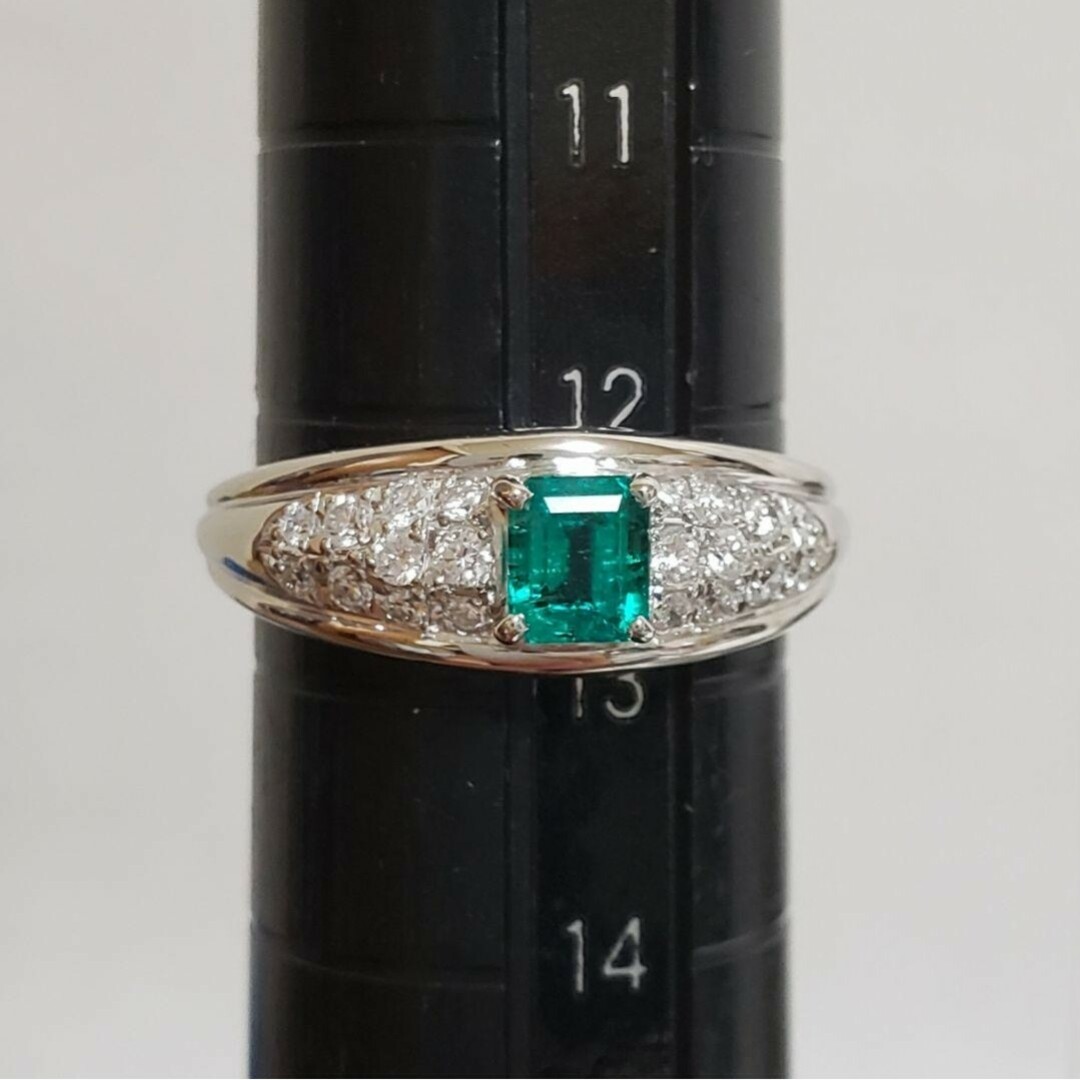 PT 天然エメラルド 0.34ct D0.22ct シンプルデザイン 12.5号