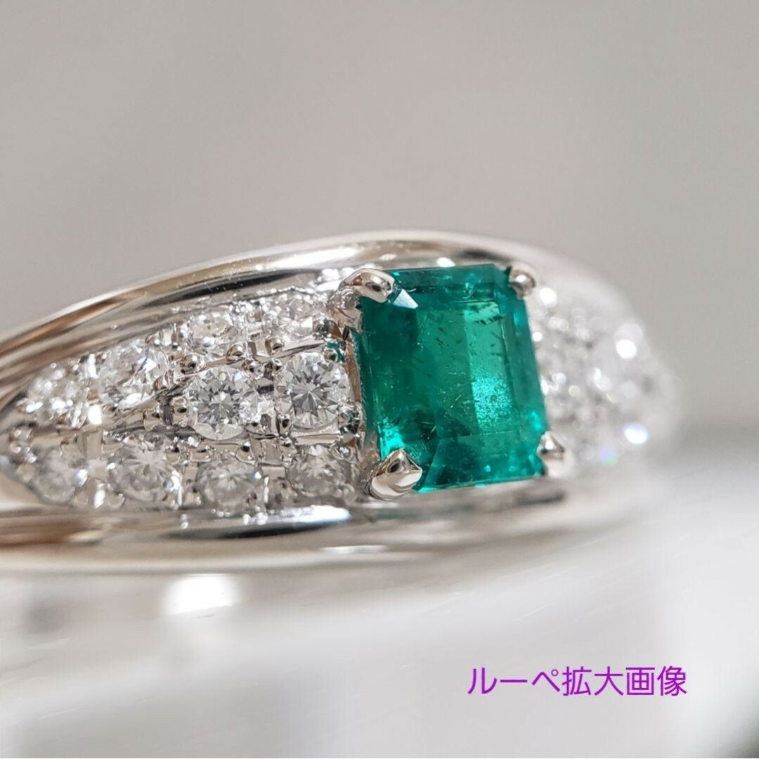 PT 天然エメラルド 0.34ct D0.22ct シンプルデザイン 12.5号