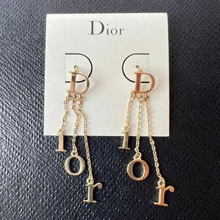 クリスチャンディオール(Christian Dior)の美品 ディオール DIOR アルファベット ロゴ ロング ピアス ゴールド(ピアス)