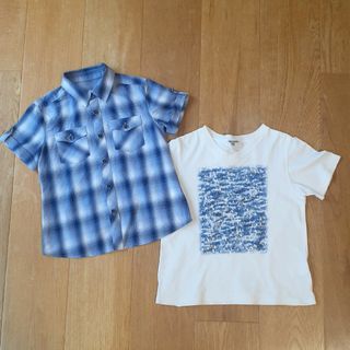 コムサイズム(COMME CA ISM)のCOMME CA ISM  半袖Tシャツ&チェックシャツ  110cm(Tシャツ/カットソー)