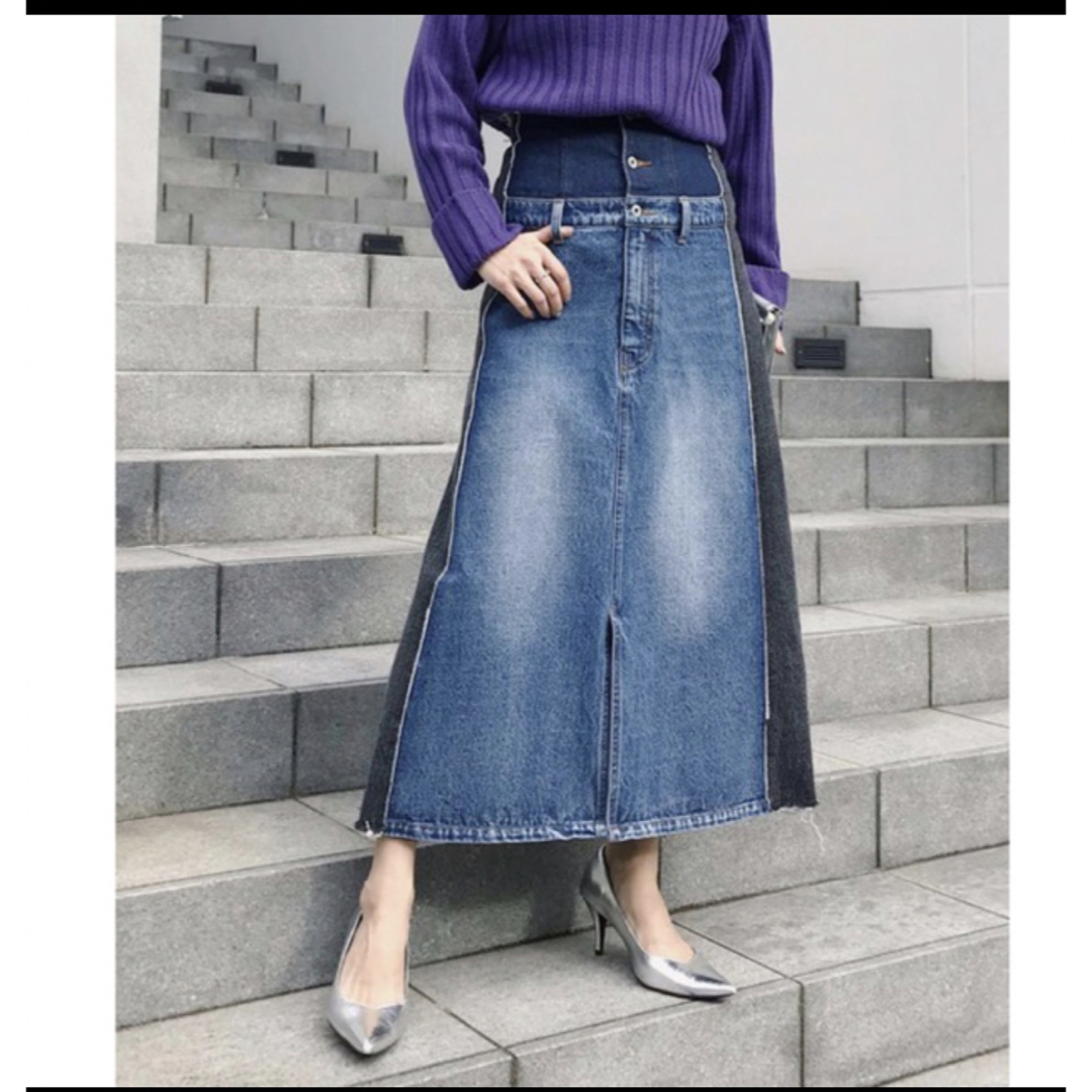 Ameri VINTAGE(アメリヴィンテージ)のAMERI REMAKE LIKE DENIM SKIRT レディースのスカート(ロングスカート)の商品写真