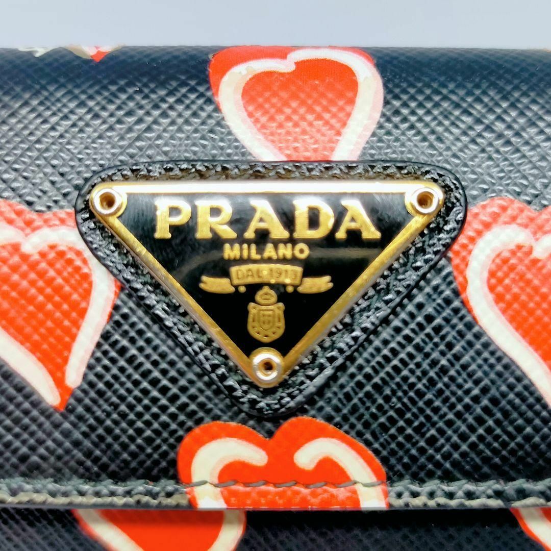 箱付 PRADA プラダ 二つ折り財布 三角ロゴ コンパクトウォレット 黒