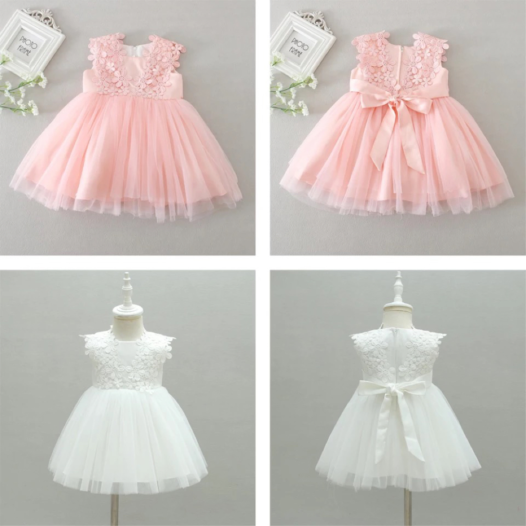 新品 80 ベビー ドレス フォーマル ピンク チュール ワンピース キッズ キッズ/ベビー/マタニティのベビー服(~85cm)(セレモニードレス/スーツ)の商品写真