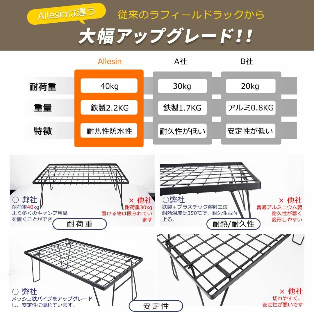 Allesin フィールドラック グラウンドラック メッシュ 折り畳み式 キャン