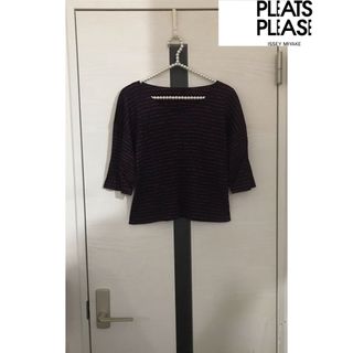 プリーツプリーズイッセイミヤケ(PLEATS PLEASE ISSEY MIYAKE)の希少 ✴︎ PLEATS PLEASE ✴︎ プリーツ ✴︎ ボーダートップス(カットソー(半袖/袖なし))